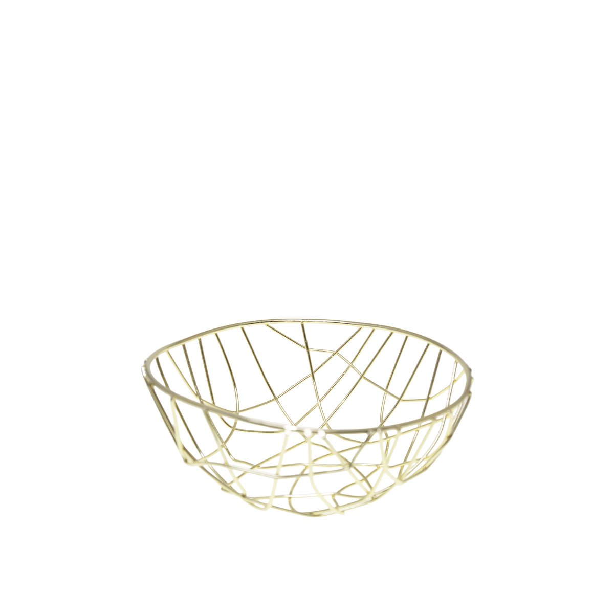Gold wire bowl on a white background