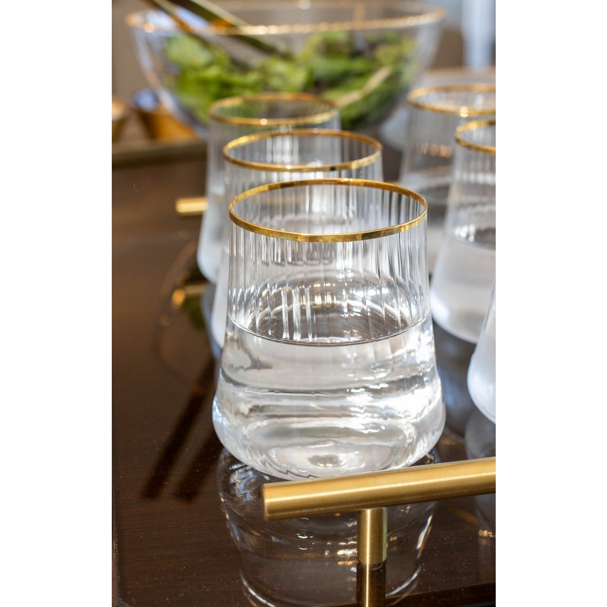 Waterglazen met goudkleurige rand – Set van 6, 350 ml