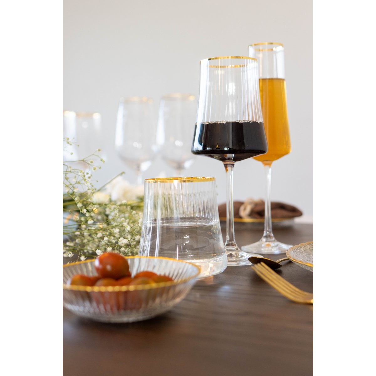 Wijnglazen met goudkleurige rand – Set van 6, 360 ml