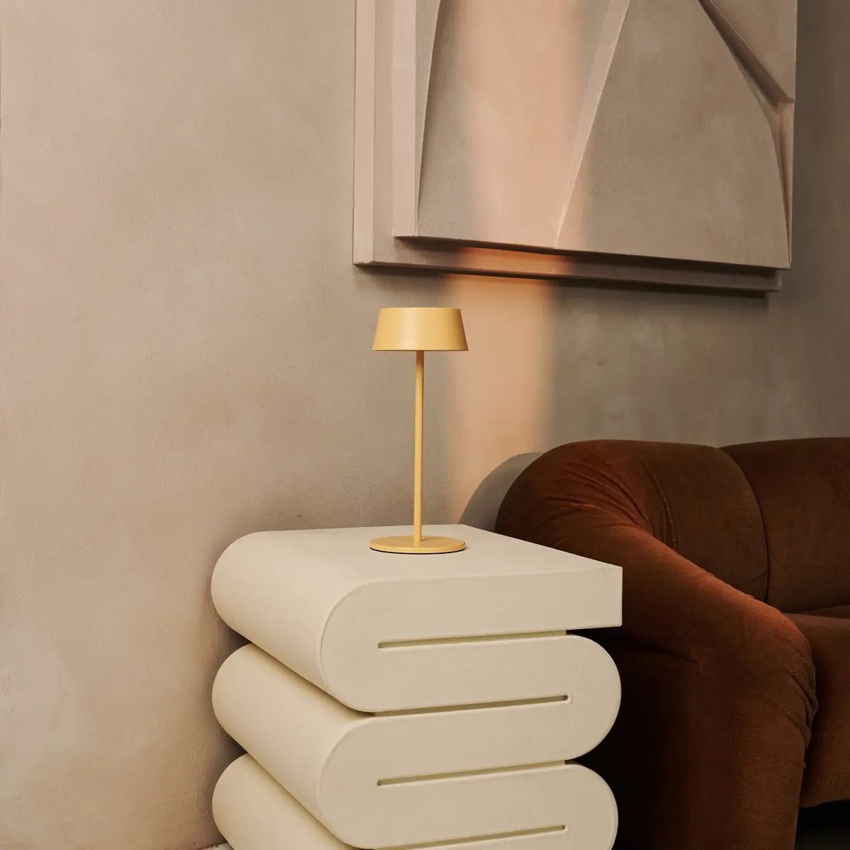 Slim and elegant Hugo Lamp creating cozy ambient light at home