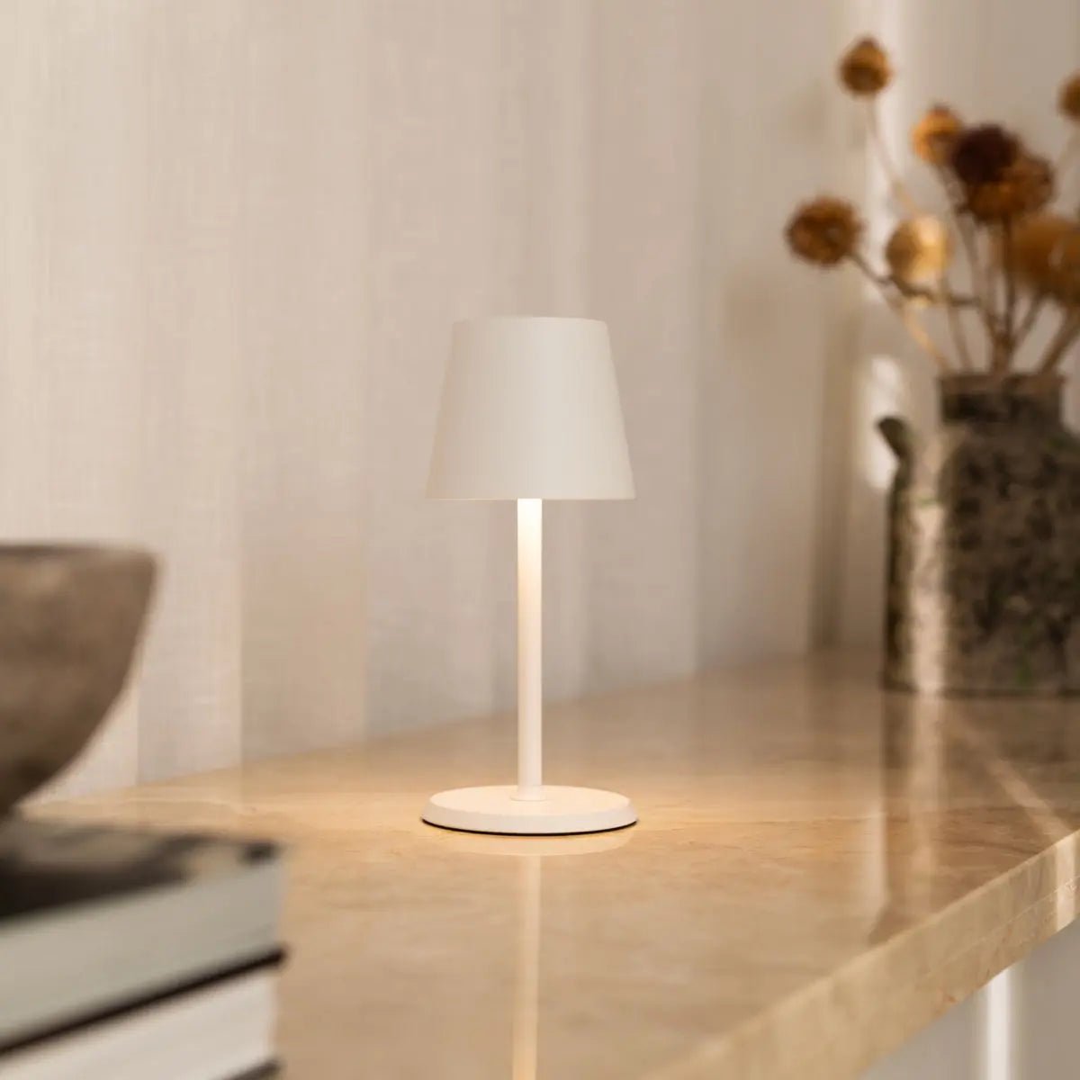 Stylish rechargeable James Lamp adding minimalist charm to modern home interior