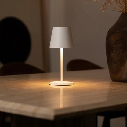 Portable rechargeable James Lamp designed for flexible use across home spaces