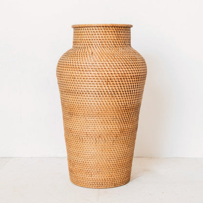 KIDUNG handmade rattan vase natural basket tall narrow floor accent