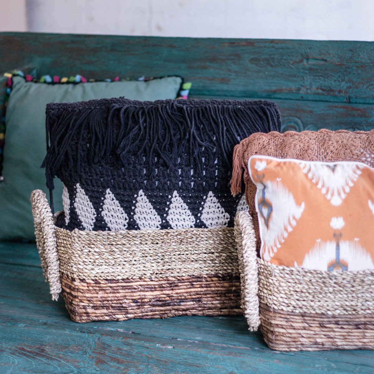Kapauku banana fibre and seagrass basket detail of handwoven design