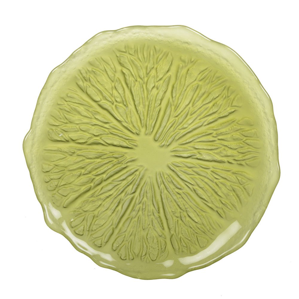 Lemon Zest Green Glass Dessert Plate – cosy vibes