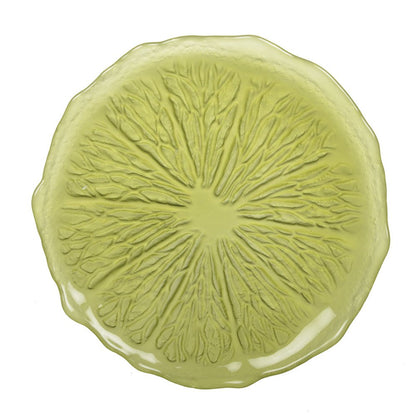 Lemon Zest Green Glass Dessert Plate – cosy vibes