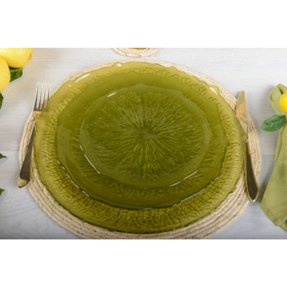 Lemon Zest Green Glass Flat Plate – cosy vibes
