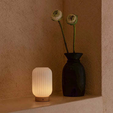 Lilly Rechargeable Lamp with cozy bedside wooden base design