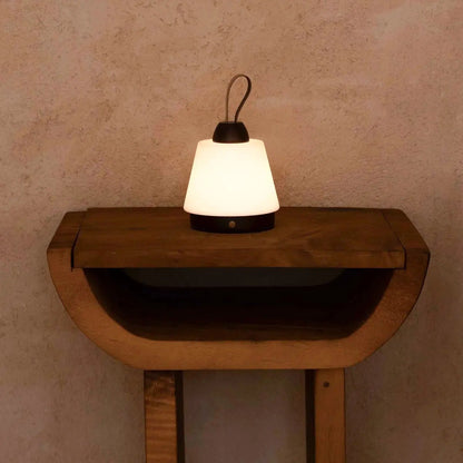 Liv Dark Brown lamp featuring stylish leather strap for easy carry