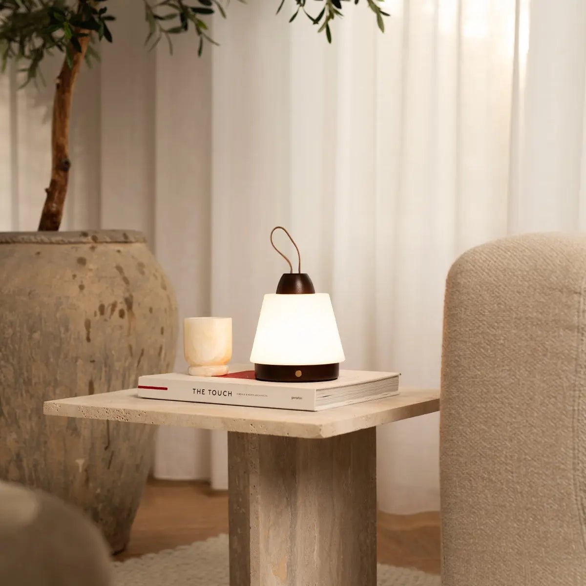Liv Dark Brown wooden lamp adding charm to home interior decor