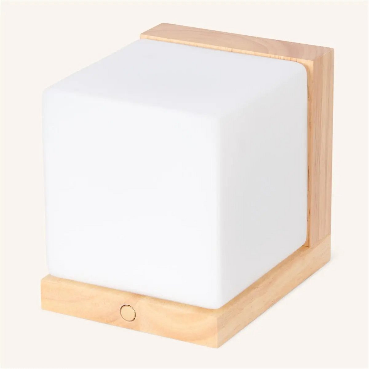 Soft glowing Lizzy Lamp with frosted glass and wooden frame