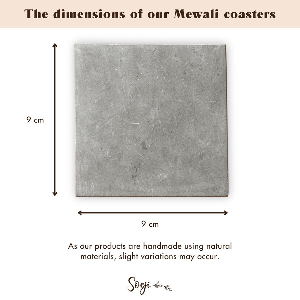 MEWALI grey marble coaster, natural square coasters for everyday table use