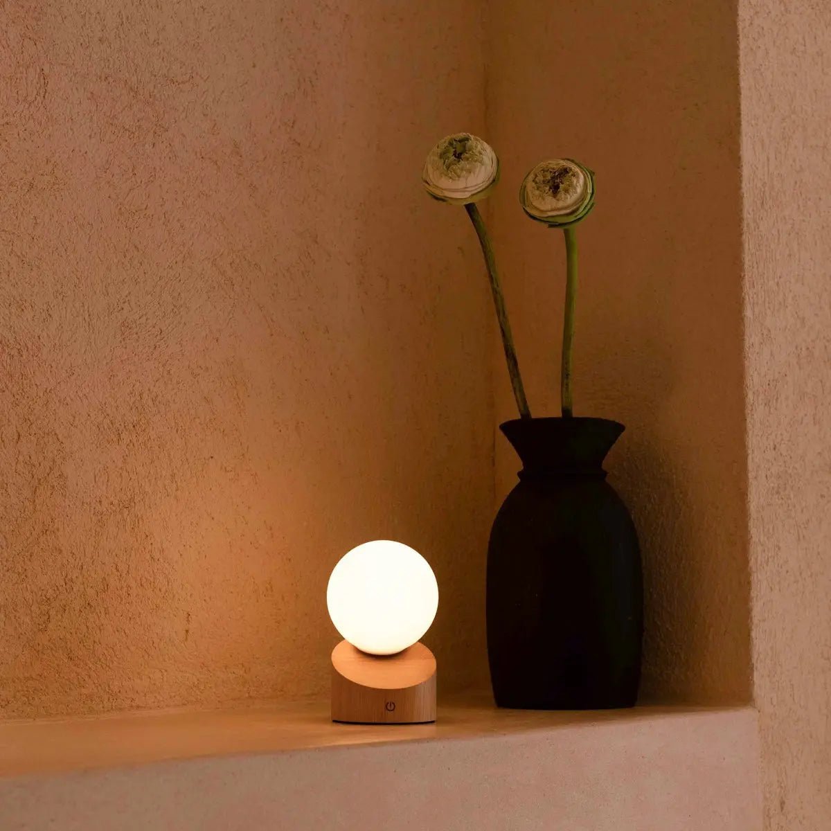 Morris Light Brown Lamp in modern minimalist style night setting