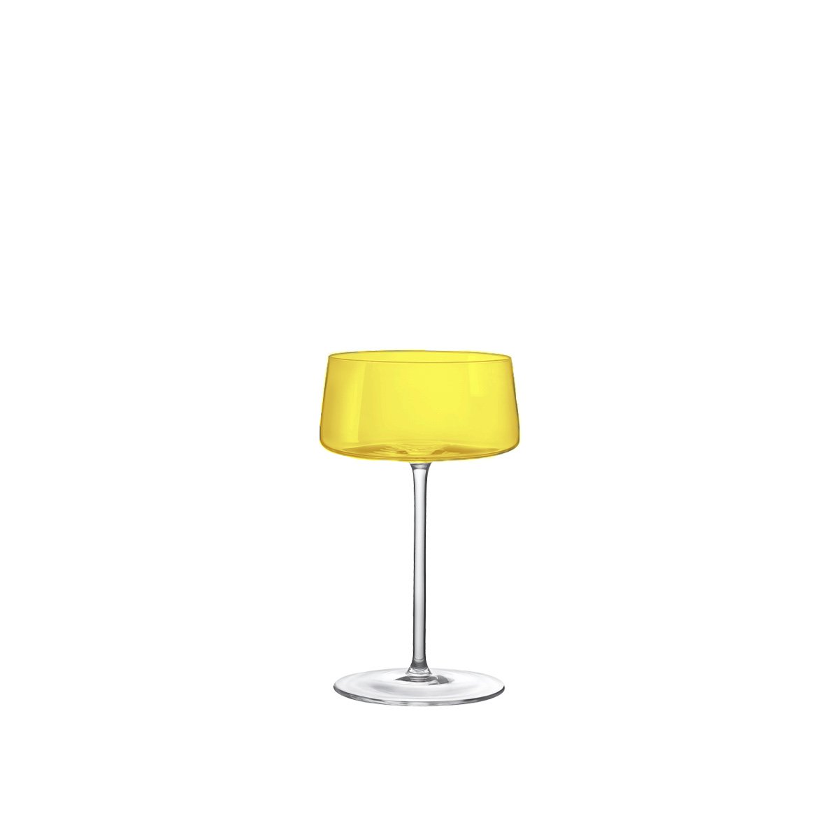 Stemmed multicolor champagne glasses with elegant proportions