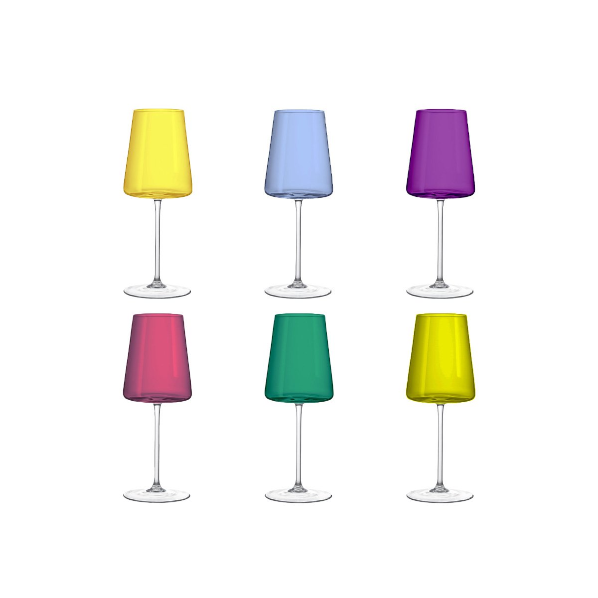 Multicolor wine glasses set used for festive table entertaining