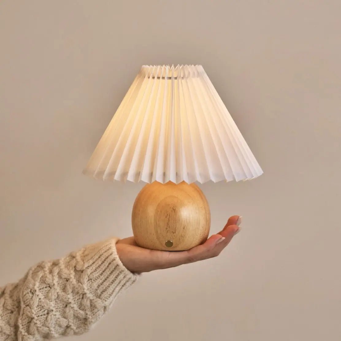 Nathalie Light Brown Lamp rechargeable wooden base design