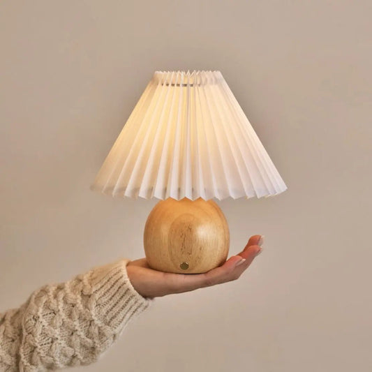 Nathalie Light Brown Lamp rechargeable wooden base design