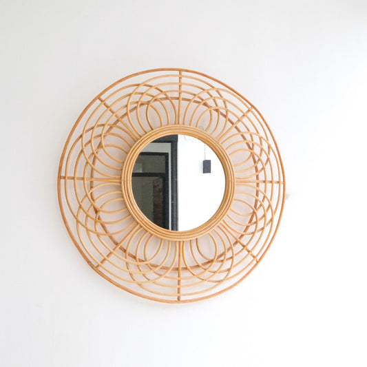 PUTUK Round Rattan Mirror rattan basket handmade boho wall decoration