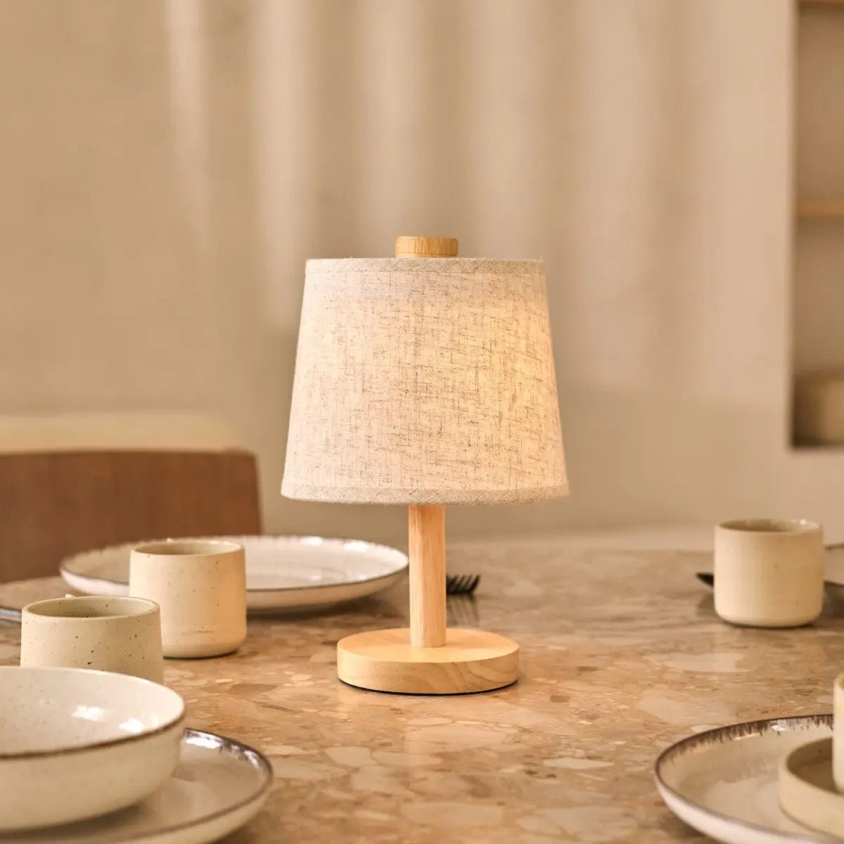 Rover Light Brown wireless lamp providing warm ambient glow