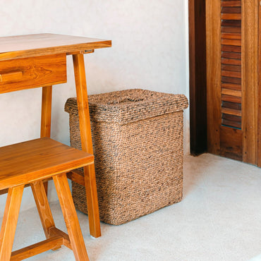 SEMERU woven basket, handmade laundry hamper with lid for bedroom
