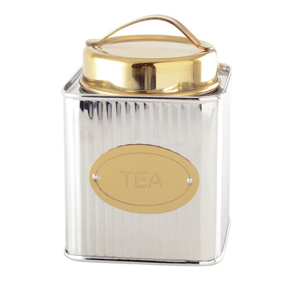 Elegant silver and gold tea box for airtight tea storage