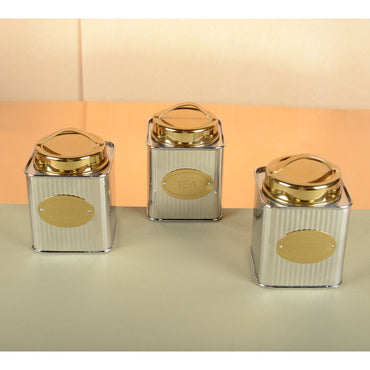 Decorative tea box with gold lid for kitchen organization