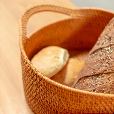 SUWARI rattan basket, decorative storage for fruits or bread