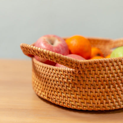 SUWARI rattan basket, decorative organizer for shelves and tables