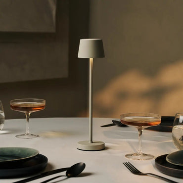 Vondel Mini Shadow Grey Lamp – Warm Light Glow
