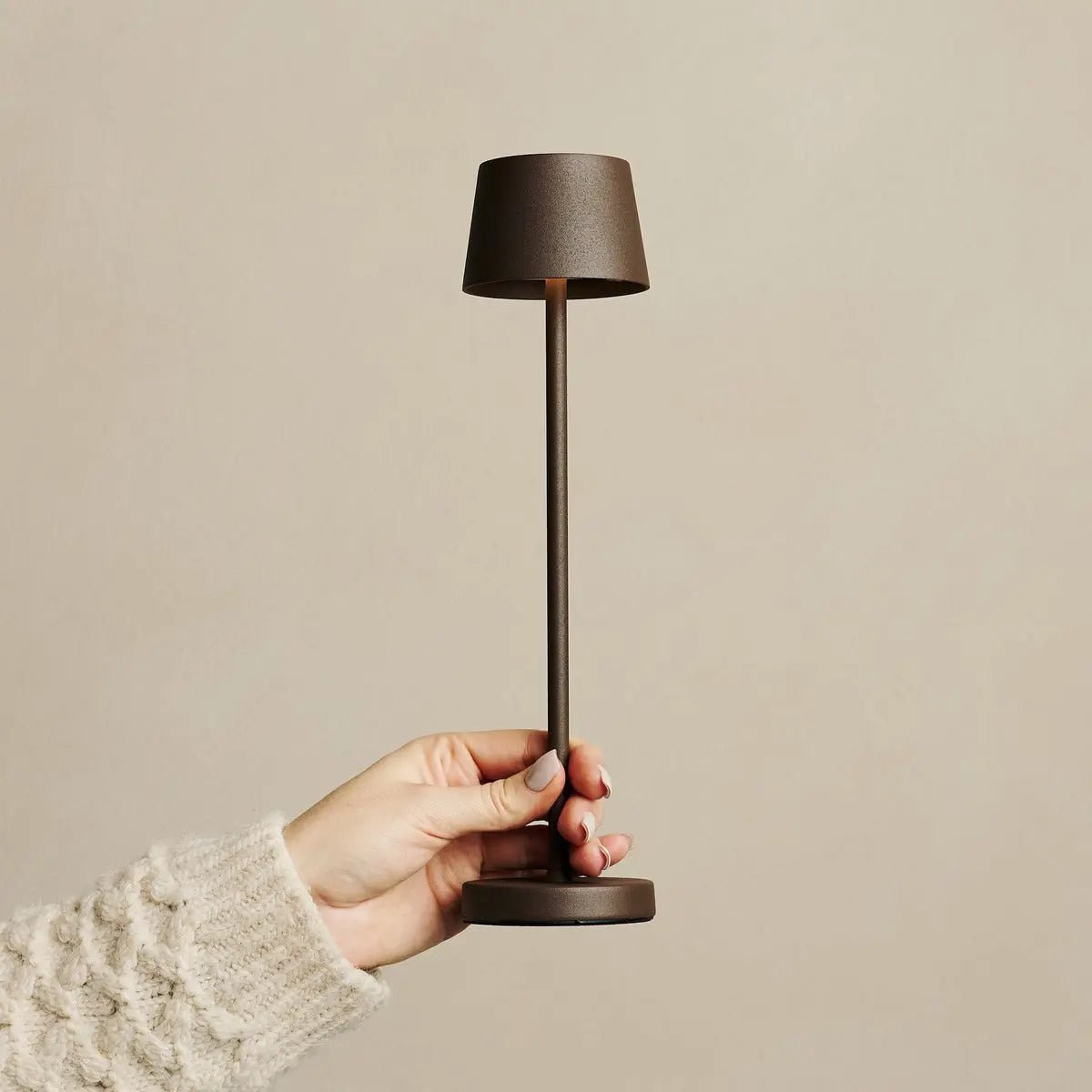 Vondel Mocha Brown LED lamp featuring slim and compact design