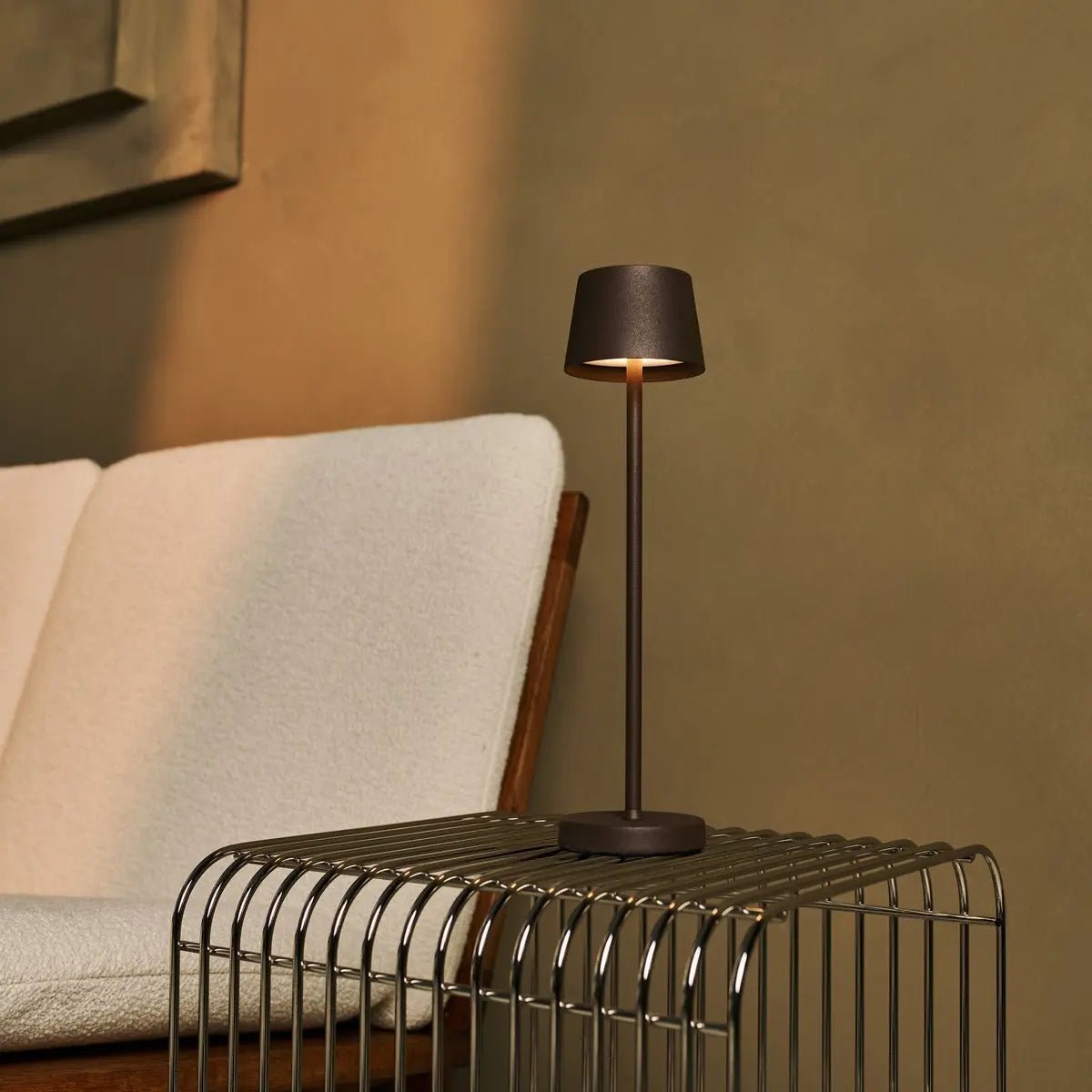 Vondel Mocha Brown table lamp adding charm to living room decor