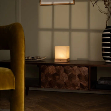 Yce Light Brown rechargeable lamp adding warmth to modern living room