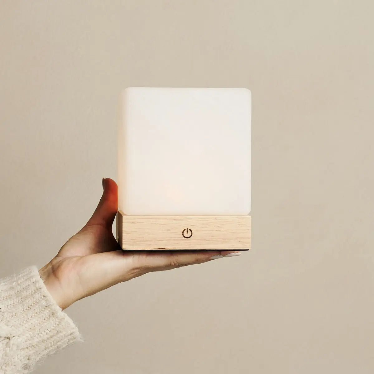 Yce Light Brown wooden lamp creating cozy night lighting atmosphere