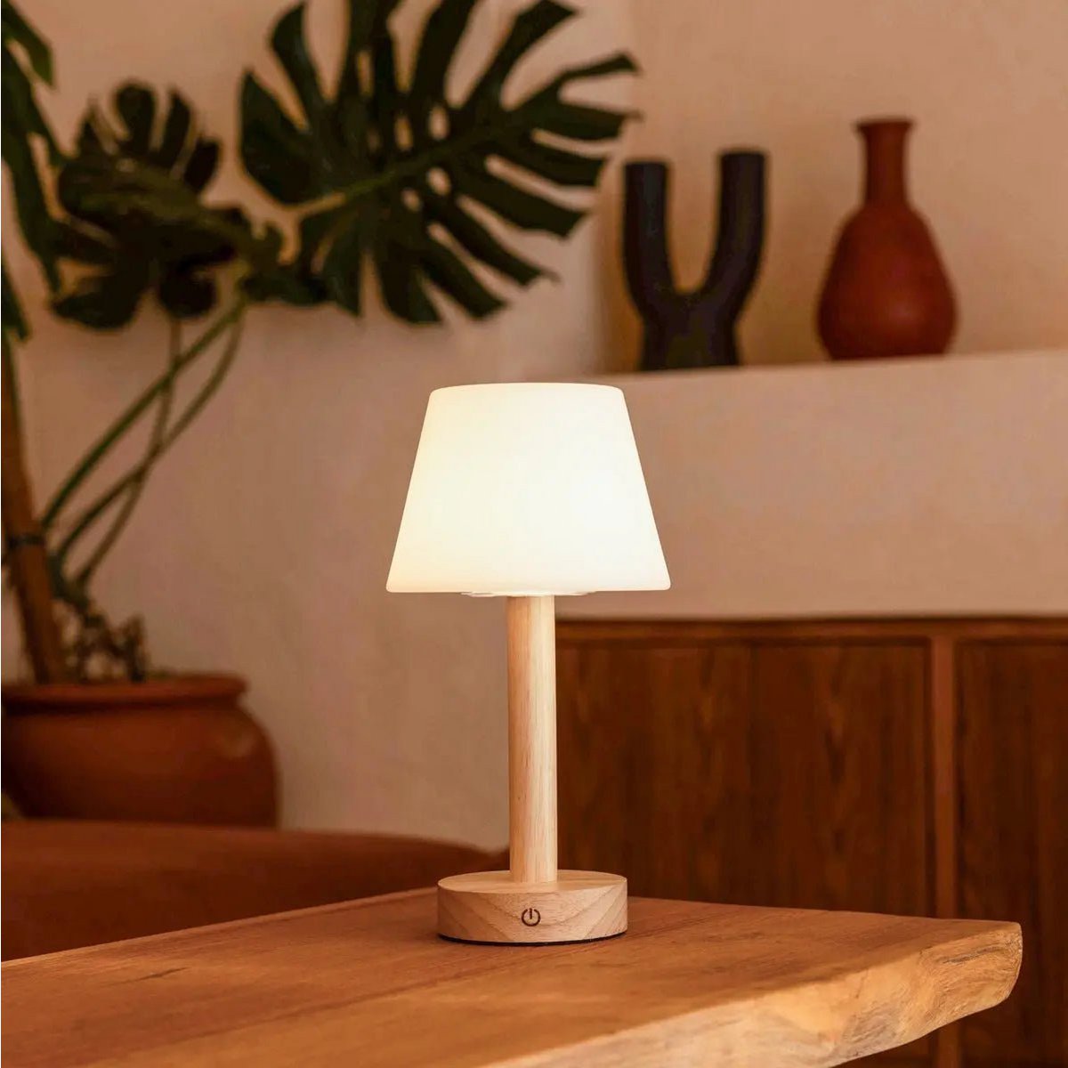Zoë Light Brown rechargeable lamp adding charm to modern interior decor
