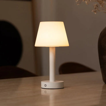 Zoë White cordless lamp adding elegance to minimalist interior design