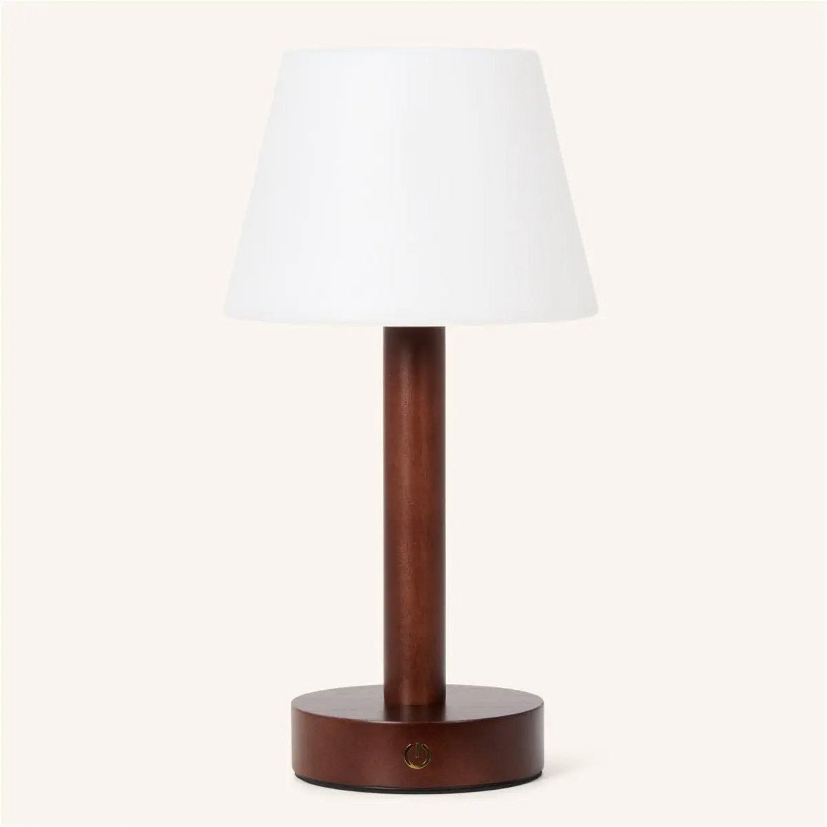 Zoe Dark Brown Wooden Lamp with elegant dimmable warm glow
