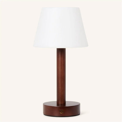 Zoe Dark Brown Wooden Lamp with elegant dimmable warm glow