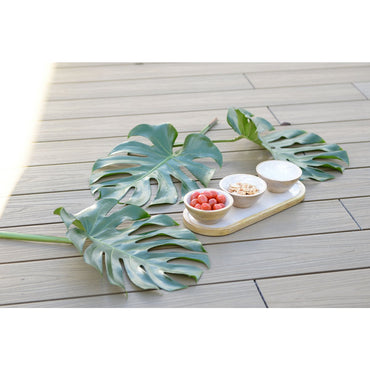 Snacks set of 3 bowls on a wooden tray