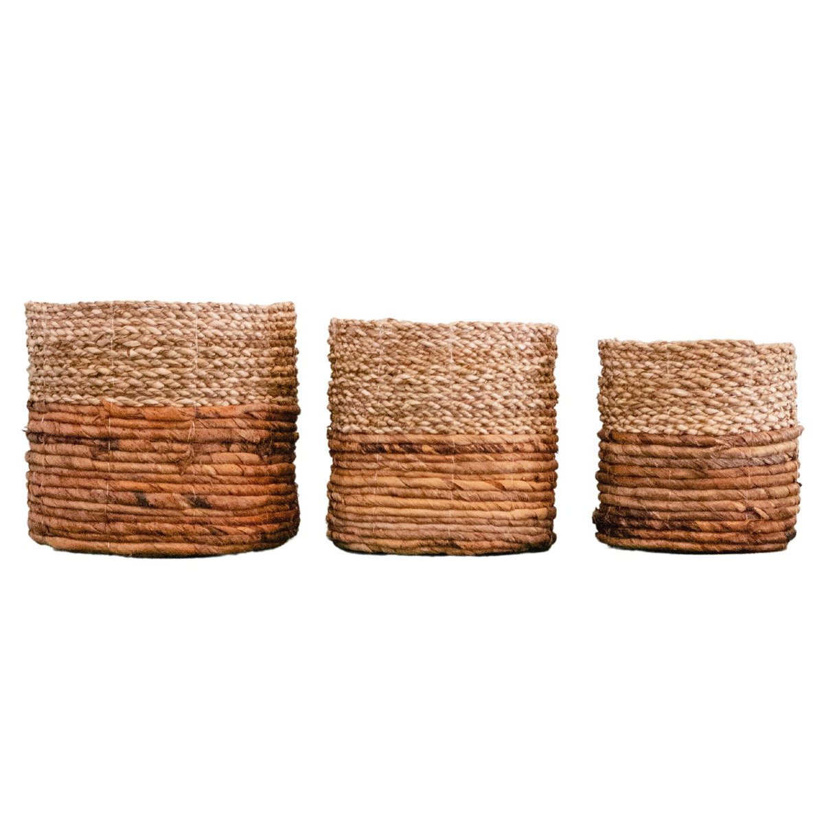 Seagrass Basket BHINNEKA (two-coloured) | Plant Basket | Small Storage Basket | Woven Boho Basket | Planter | Decorative Basket | Round Flower Basket