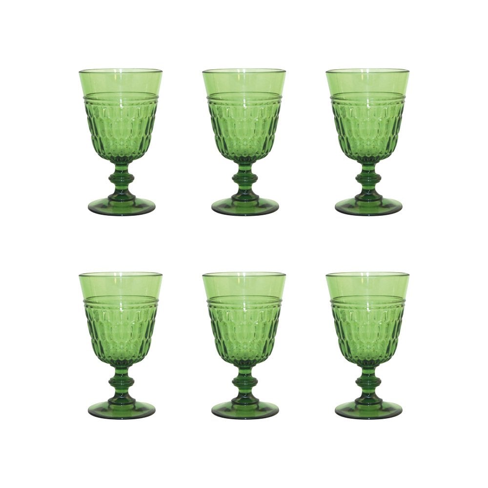 Acrylic green wine glasses - Lot of 6