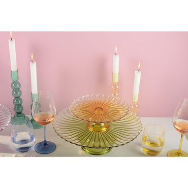 Yellow glass cake stand 21cm
