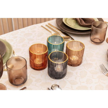 4 -color candlesticks with golden edges 8x8x9cm - Lot of 4
