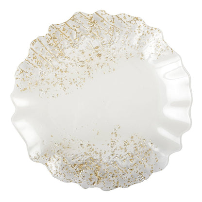 32cm white and golden flat plate