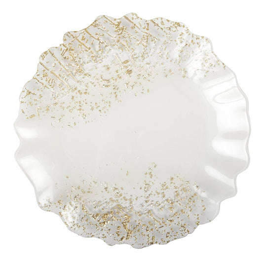 32cm white and golden flat plate