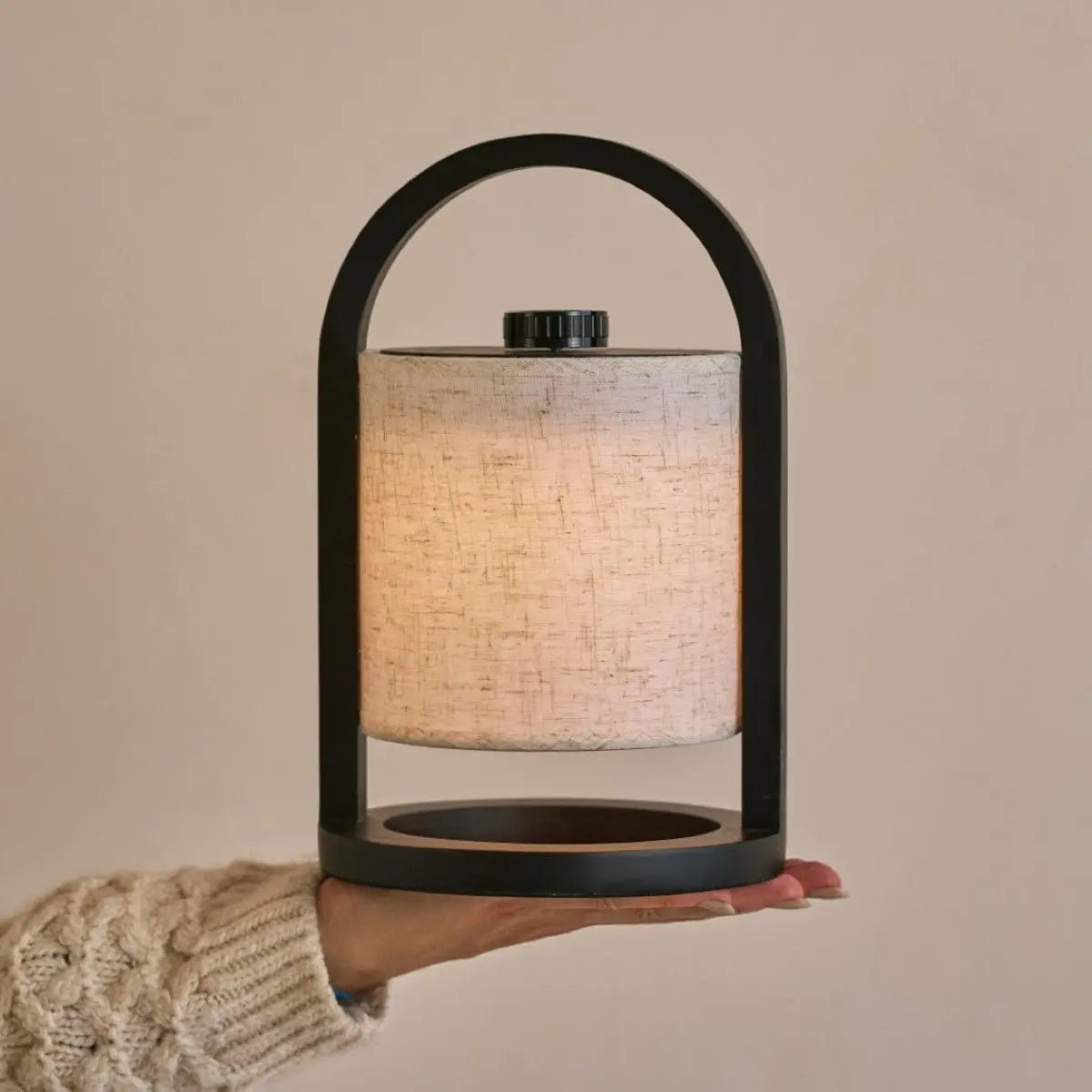 River Black Cordless Wooden Lamp – Rechargeable & Dimmable
