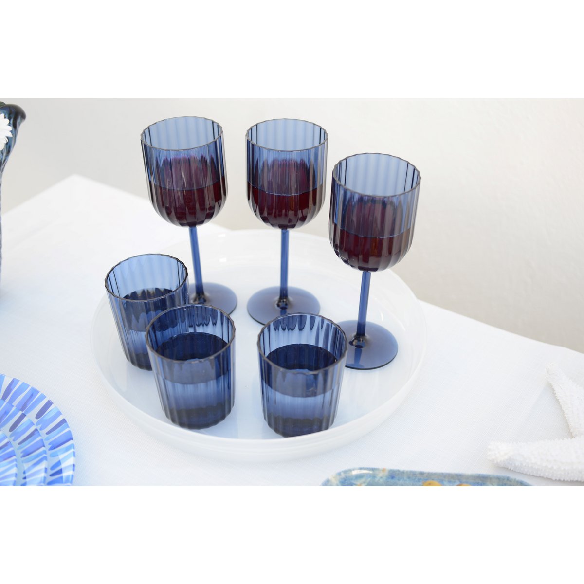 Set van 6 blauwe acrylwijnglazen – 8,3×20,9 cm