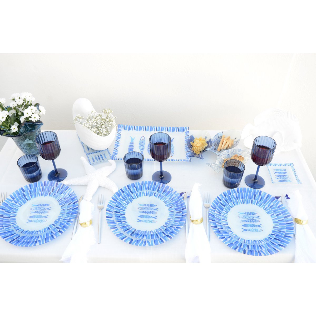 Set van 6 blauwe acrylwijnglazen – 8,3×20,9 cm