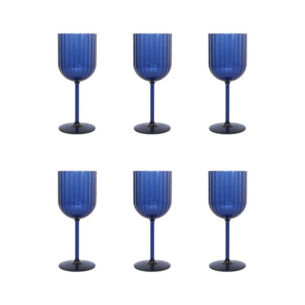 Acrylic blue wine glasses - Lot of 6 - CozyVibe.eu