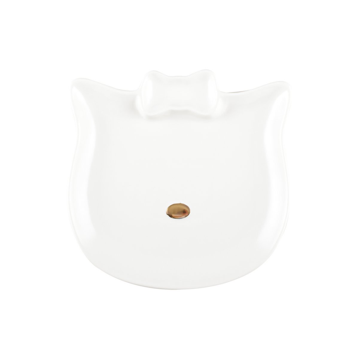 White dessert plate, cat shape, golden nose