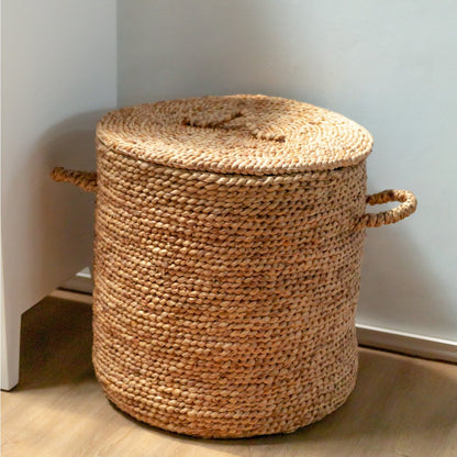 Aman Water Hyacinth Laundry Basket natural basket with lid and handles